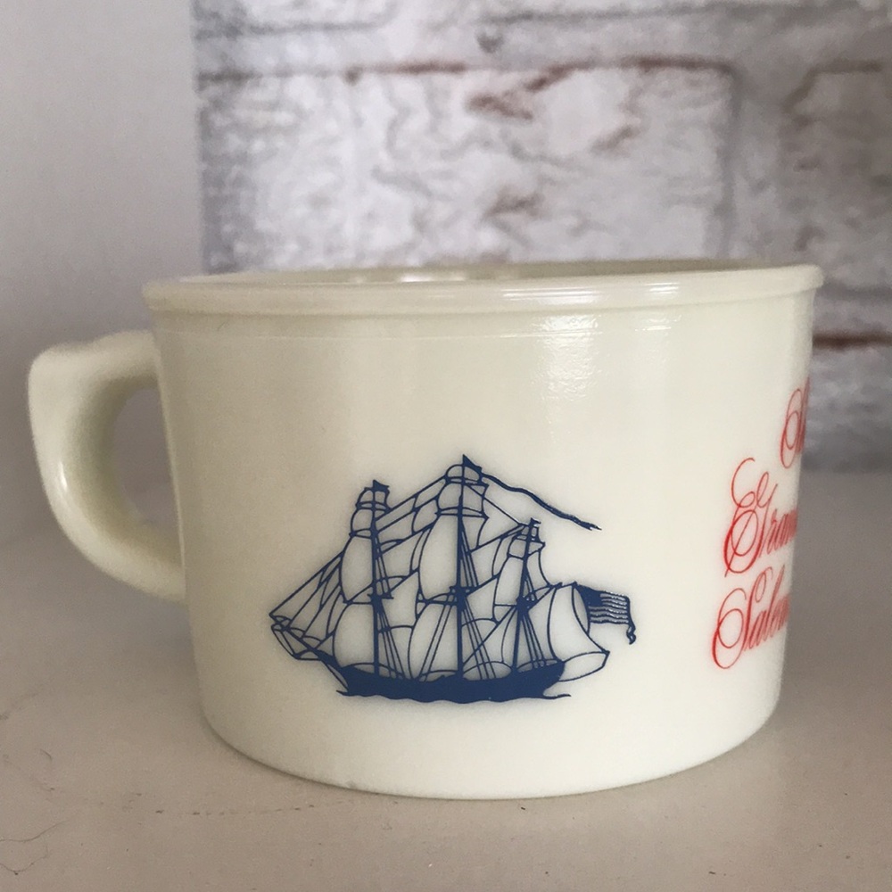 Shulton Ivory Milk Glass Old Spice Shaving Mug Ship Grand Turk Salem 1786
